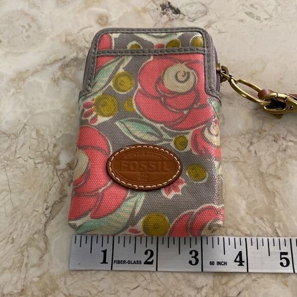 Fossil Leather &  Coated Canvas Wallet Cell Phone Wristlet  - As New - Picture 11 of 11
